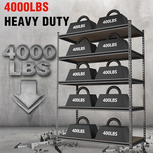 Image of WORKPRO 5-Tier Adjustable Metal Shelving, 36 inchWx18 inchDx72 inchH,4000LBS Capacity