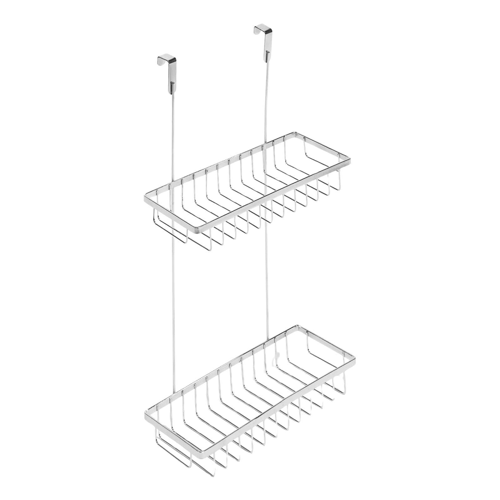 OHS Over-the-Door Shower Caddy Double Shelf Bathroom Organiser - Silver