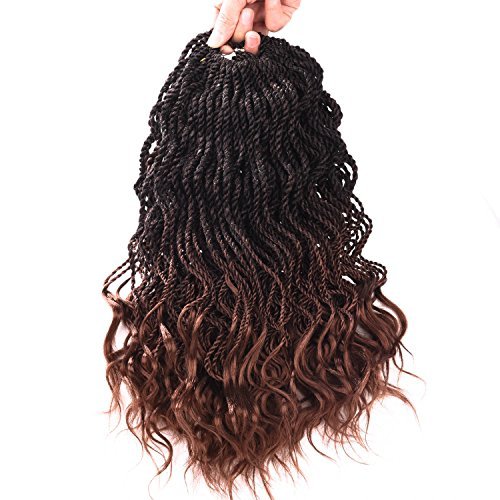 Silike (3 Pieces) Wavy Senegalese Twist Crochet Braids 14" Curly Crochet Hair Extension For Beauty (M 1/30)