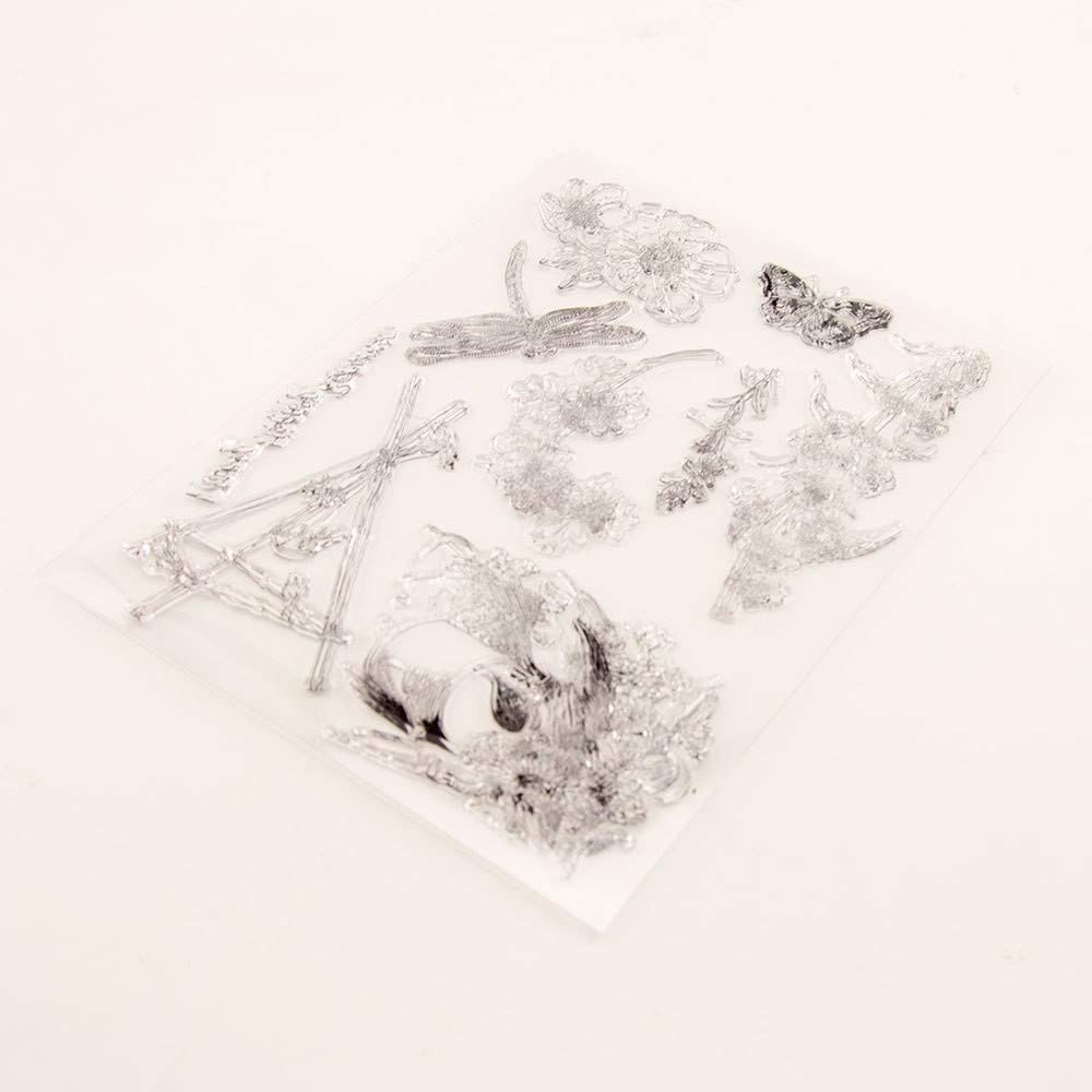 Kwiaty ptak przezroczysty stempel metalowe matryce do cięcia silikonowe tłoczenie szablon do tworzenia kart DIY scrapbooking ważka motyl