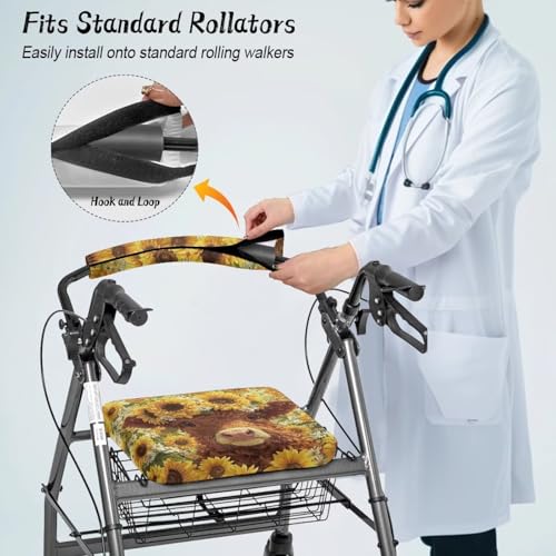 Image of Universal Soft Seat Covers for Rollator Walkers, Yak Adjustable Backrest and Seat Covers, Rollator Accessories for Seniors Women Men