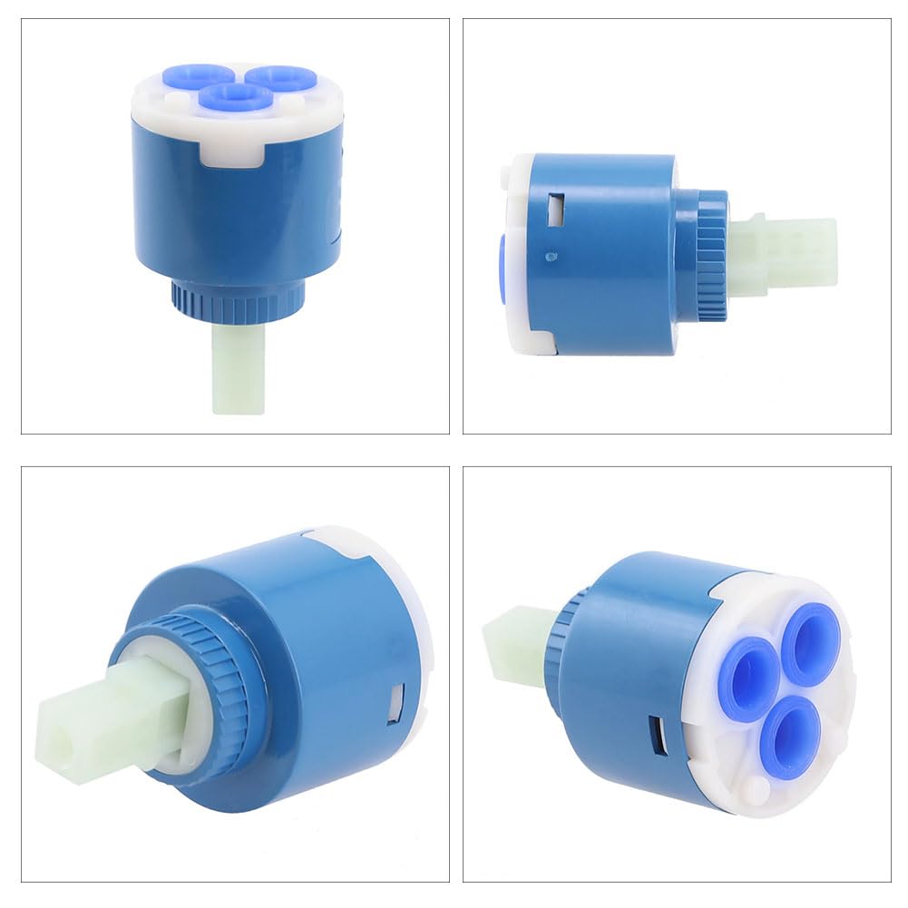 Cerioll Cartucho de Cerámica, 2 Pcs 35 mm, Cartucho de Grifo de Cerámica, para Grifos de Cocina, Baño y Ducha, Azul, Montaje en Cubierta, Ahorro de Agua y Reducción de Ruido