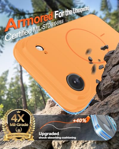 Image of Magnetic for iPhone Air Case,Shockproof Matte Cover,Orange | with Screen Protector,Compatible with MagSafe,Military Grade Drop Protection,Full Camera Protection,Non-Slip Design Case
