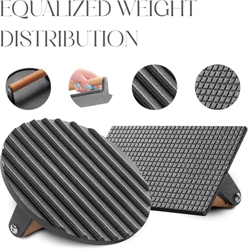 Image of Bellemain Heavy-Duty Cast Iron Grill Press Set - Perfect Smash Burger Press & Steak Tool with Ergonomic Wood Handle for Pro-Level Searing on Griddle, Skillet, or BBQ