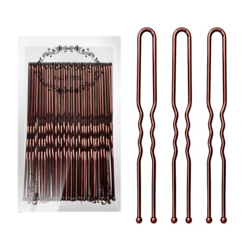 U Shaped Heavy Duty Hair Pins for Buns 100 PCS 2.8 Brown Hair Pins for Women Hair Styling with Thick Hair