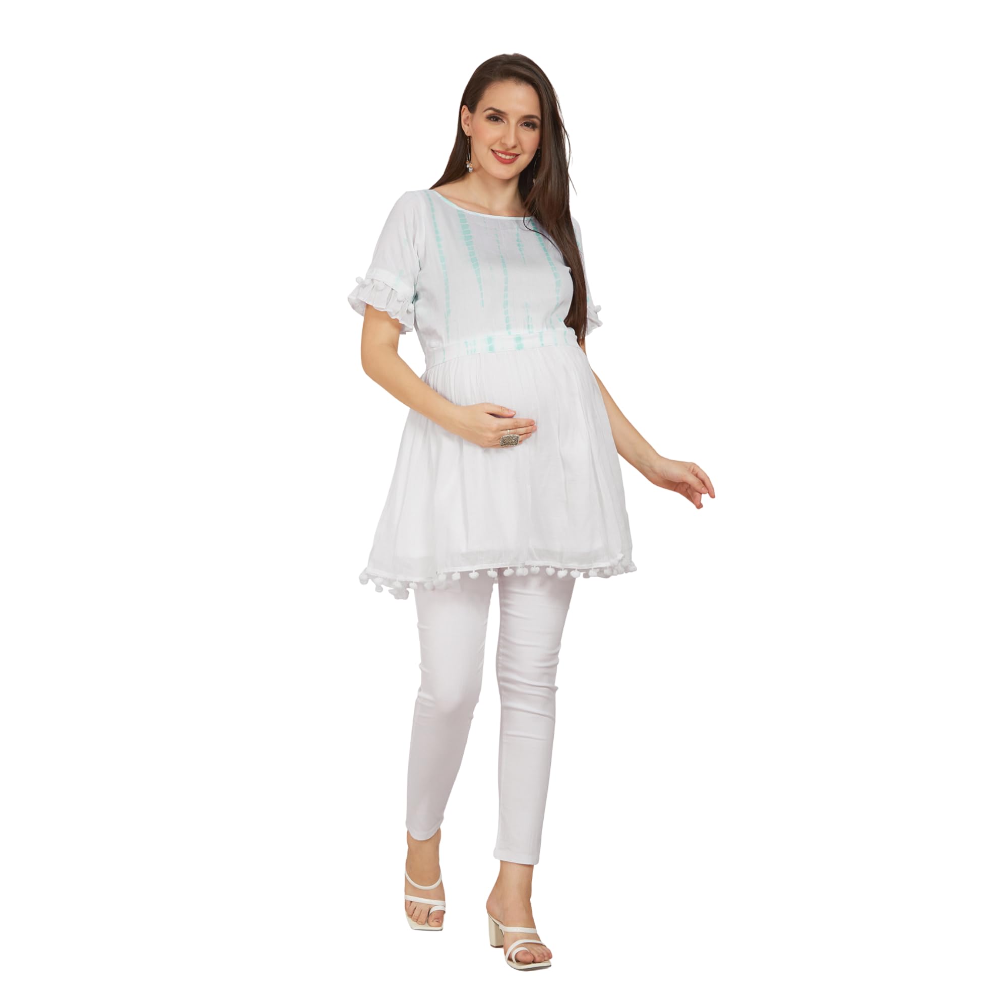 Sea Green Empire Maternity Dress-picture-39
