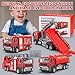 TAKGUD 4 Packs Metal Fire Trucks Playsets, Mini Friction Powered Vehicle, Including Fire Engine, Ladder Truck, Die-cast Tank, Tow, Realistic Design for Toddlers Boys, Kids Aged 3+ Years Old