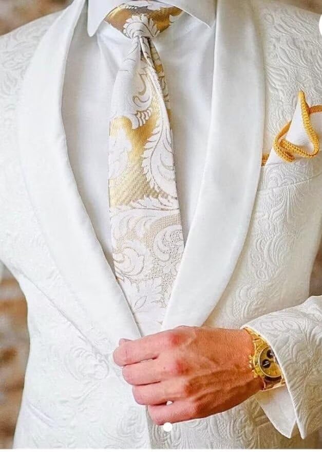 Wangyue Men Floral Suit Slim Fit 2 Piece Suits Printed Party Wedding Jacquard Tuxedo Blazer and Pants Suit Set3