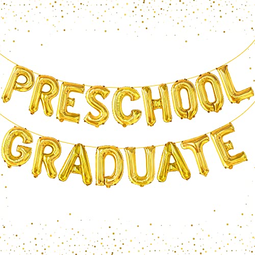 KatchOn, Gold Preschool Graduate Balloon - Huge, 16 Inch | Preschool Graduation Balloons, Preschool Graduation Decorations Class of 2024 | Prek Graduation Balloons, Kindergarten Graduation Decorations
