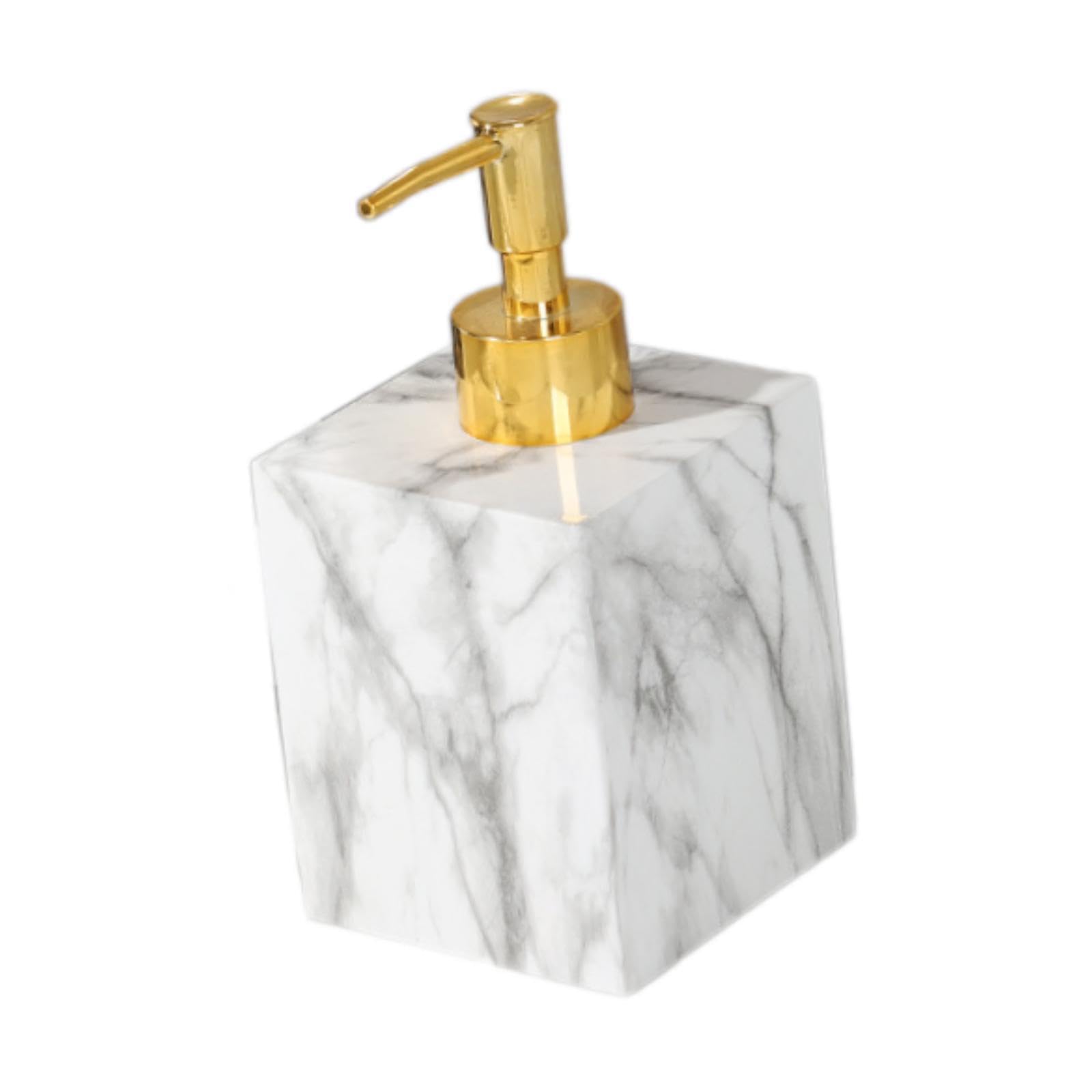 Twisaxc Gold Head White Elegant Hand Soap Dispenser Resin Soap Dispenser Bathroom Decoration Countertop Accessory Refillable Making Indispensable Fashionable And Functional, 7.6X8x15cm