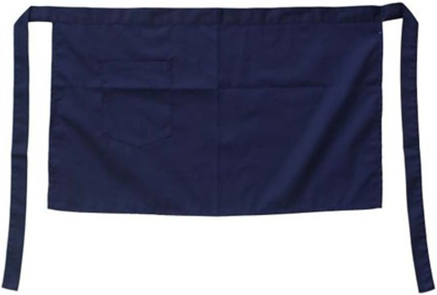 FANCY PUMPKIN Home Restaurant Half Waist Cotton Polyester Apron Waiters Catering Chefs Uniform With Pocket, Dark Blue