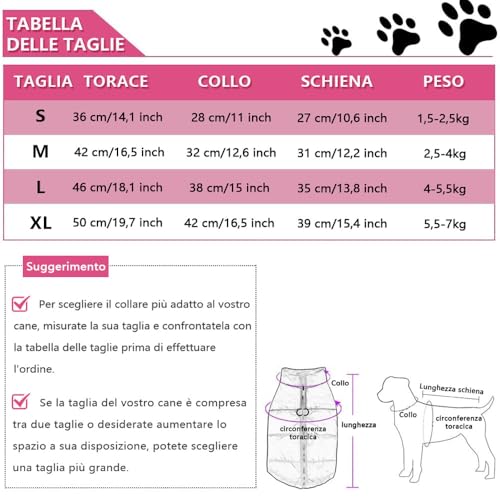 Voarge Winter Warm Pet Hund Kleidung, wasserdichte Hundemanteljacke, Haustier Kleidung Winterjacke Hunde Mantel für Kleine Mittlere Große Hunde (Rosa, S)