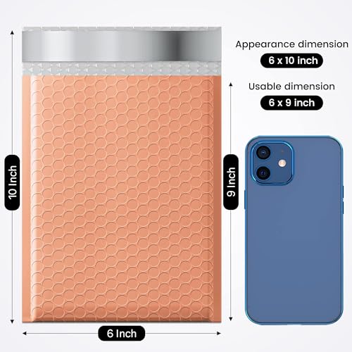 Image of Fuxury Bubble Mailer 6x10 inch 600 Pack Bubble Mailers Usable Size 6x9 inch Shipping Padded Envelopes Self Seal Mailing Envelopes Bubble Padded for Mailing,Packaging, Small Business,Boutique,Bulk #0, Peach