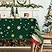 Horaldaily Christmas Tablecloth 60×84 Inch Rectangular, Christmas Trees Green Washable Table Cover for Party Picnic Dinner Decor