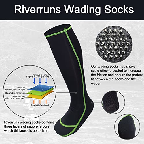 Image of Riverruns Wading Socks, Neoprene Wet-Suit Wader Socks for Men and Women Outdoor Fishing, Surfing, Wakeboarding