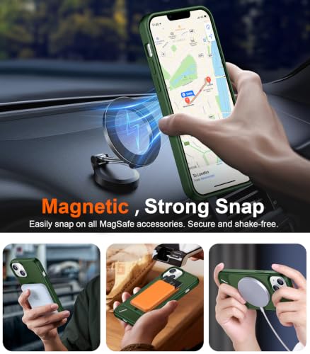 Image of Magnetic Compatible with iPhone 15 Plus Case & iPhone 14 Plus Case, [Built-in Invisible Kickstand][Compatible with MagSafe][Military Grade Shockproof] Slim Translucent Matte Phone Case 6.7 inch
