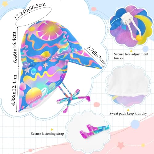 KLL Baby Boys Girls Beach Hat Boys Beach Caps Baby Girls UPF 50+ Protection Large Brim Traveling Swim Hat Colorful Star Sun Abstract Pattern4