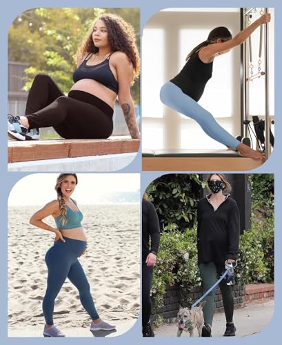 Happy. angel Women’s Maternity Leggings Over The Belly, Soft Stretchy Pregnancy Pants for Active Workout Yoga Wearing
