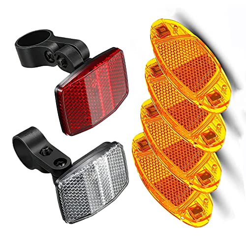 6 Piezas Reflector de Bicicleta Delantero y Trasero, Soporte de Reflector de Rueda de Bicicleta, Cinta Reflectante Accesorios de Bicicleta para Ruedas de Bicicleta de Montaña
