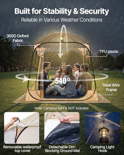 VEVOR Pop up Sports Tent, 8 Sizes Optional Clear Bubble Tent, Waterproof Outdoor Pod with Floor Mat & Top Cover image 8