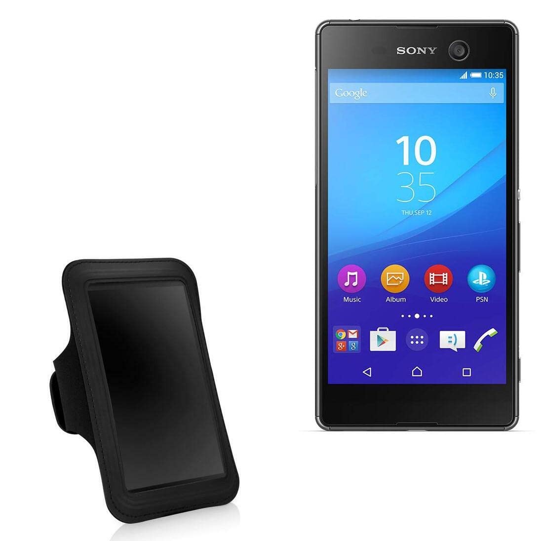 BoxWave Case Compatible with Sony Xperia M5 - Sports Armband, Adjustable Armband for Workout and Running for Sony Xperia M5 - Jet Black