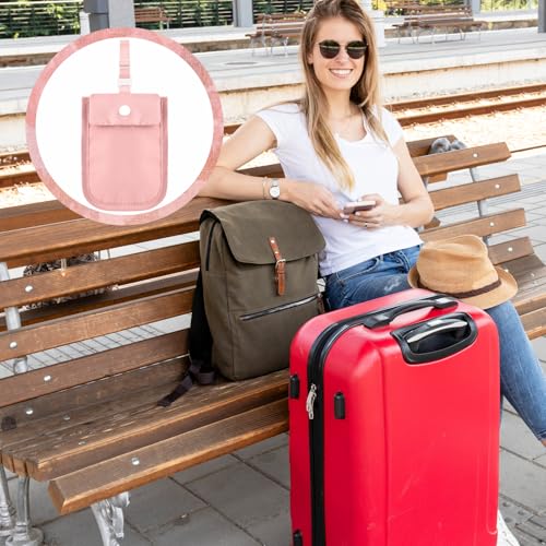 Image of Travel Pouch Undercover Bra Wallet Secret Stash Pocket with Adjustable Elastic Strap for Passport Valuables Pink