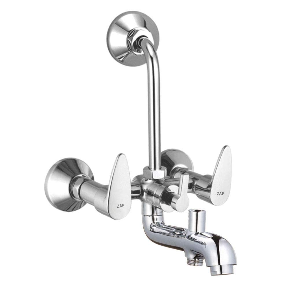 ZAP Nova Series 100% High Grade Brass 3-IN-1 Wall Mixer With Provision For Over Head Shower and 125mm Long Bend Pipe- Hot & Cold Water Knob (Chrome) (B0BT1XQCLG) Amazon Price History, Amazon Price Tracker