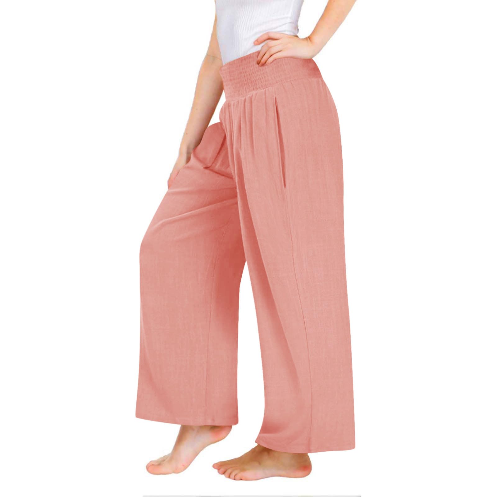 Teen Girls Cotton Linen Palazzo Pants Kids Beach Travel Resort Trousers Summer High Waist Casual Wide Leg Lounge Pant