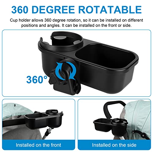 Image of Accmor Stroller Cup Holder with Tray, Universal Cup Holder Tray for Uppababy Nuna Doona Strollers, Bottle Drinks Holder for Stroller, Wheelchair, Walker