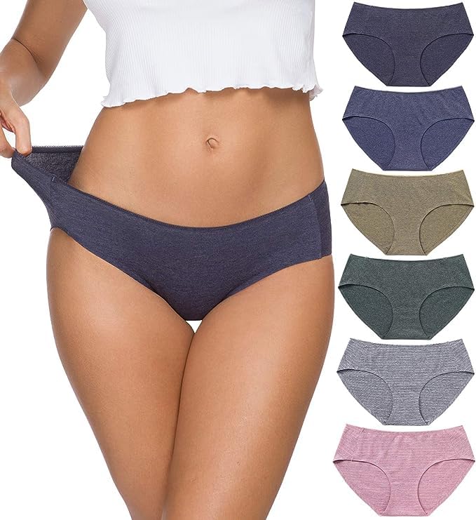 Image of LOURYN KOULYN Cotton Bikini Women's Breathable Panties Seamless Comfort Underwear (Pack of 6)