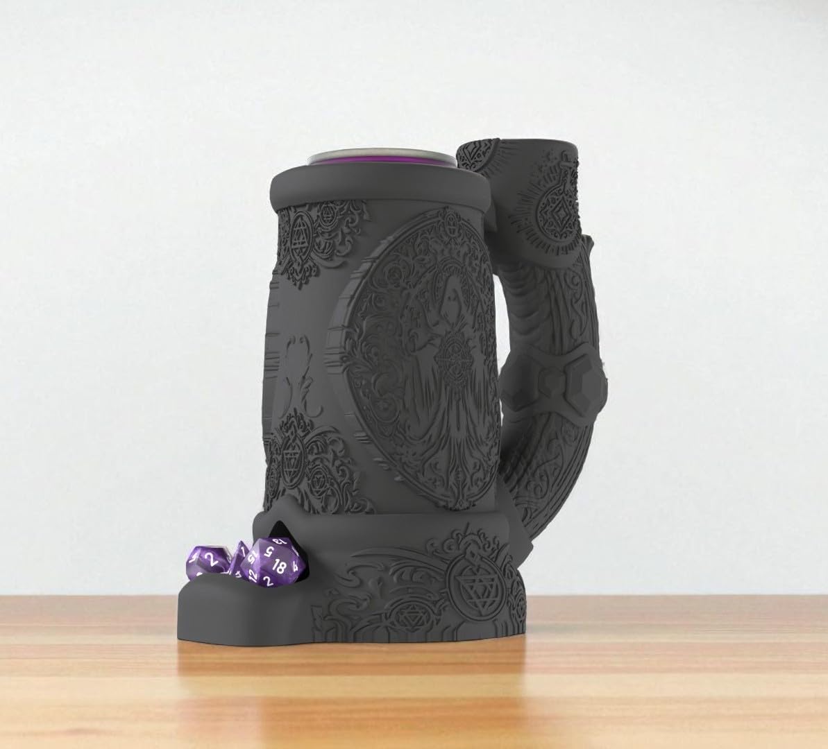 Dark Sorcerer Can Cozy Dice Tower, rullo di dadi e porta bevande, regalo di ruolo da tavolo con Dungeons and Dragons, accessorio da tavolo per giochi di ruolo, decorazione dungeon master, tazza gotica
