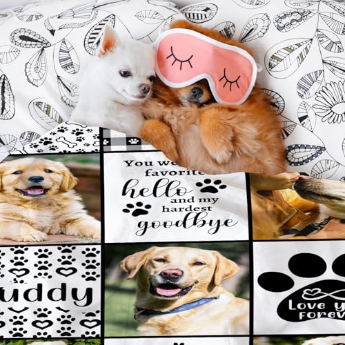 NIBESSER Personalisierte Geschenke Hunde Katzen Personalisierte Hundedecke mit Foto Name Kuscheldecke Katzen extra weiche softe Hundedecke für Unterwegs Sofa Bett