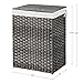 SONGMICS Laundry Hamper with Lid, 23.8 Gallon (90 L) Synthetic Rattan Clothes Laundry Basket with Lid and Handles, Foldable, Removable Liner, Dove Gray ULCB51WG