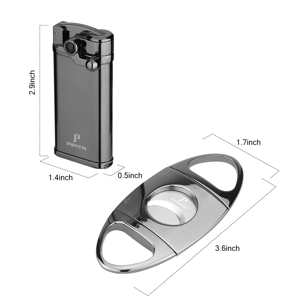 PIPITA Lot de 2 Briquet Torche & Coupeur Ensemble-Cadeau, Coupe-Vent Simple Torche Jet, au Gaz Butane Rechargeable, Emballage Avec Belle Boîte-Cadeau (Non Gaz Inclus)