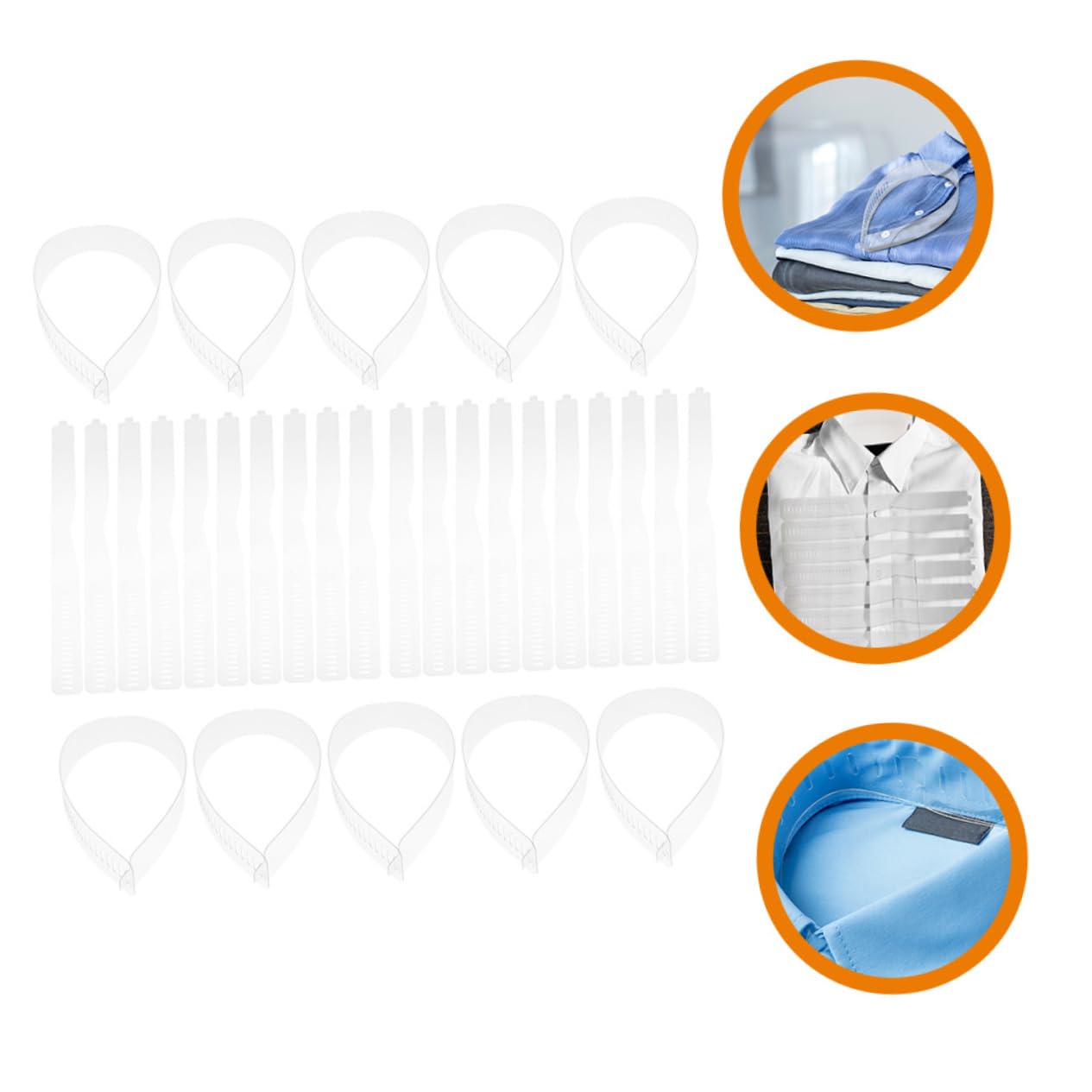GALPADA Bandes de Col de Chemise Maintien sans Déformation en Plastique Pvc Transparent 47x3,5 Cm 60pcs Accessoires pour Chemises D'adultes, pour Voyages