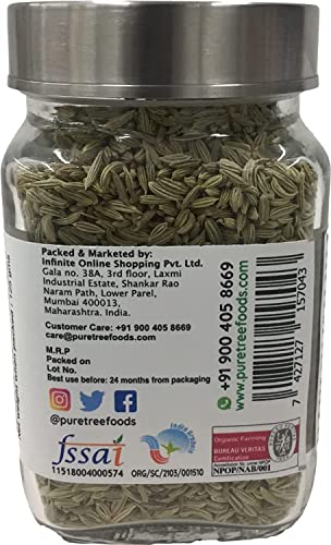 Image of Pure Tree | Certified Organic | Fennel Seeds | 125 g | Glass Jar | Saunf, Variyali | Whole Spices | Vegan | Aroma & Flavour | For Sauces, Seasoning, Vegetable Dishes, Tea | Pack Of 2