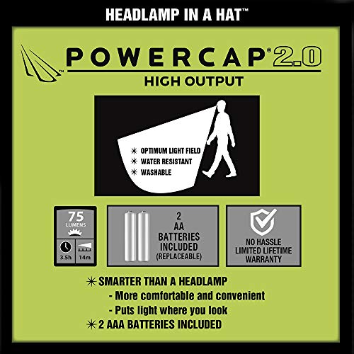 Image of LED Hat Light - POWERCAP Baseball Cap with Light Built in - LED Cap Visor Light with Bright Headlight and IPX4 Rating