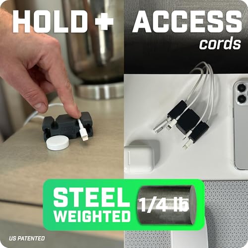 CordBrick 4pk Weighted Cord Holder for Nightstand - Phone Charger Cable Management for Travel - Phone Accessory Stocking Stuffers for Adults - Multipurpose Gift for Home, Office. Gray