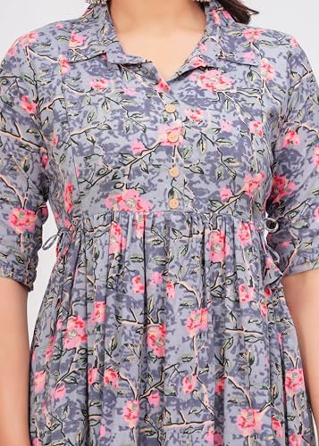 Image of Maternity Feeding Anarkali Kurti Dress for Women | Cotton Nursing Kurta with Both Side Zippers | Pregnancy & Nursing Wear | Comfortable Ethnic
