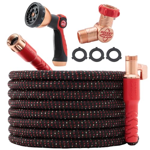 Pocket Hose Ballistic 100 FT Expandable Garden Hose w/Pocket Pivot Swivel Connector, Anti-Burst Sleeve Reinforced with Bulletproof Fiber, Lightweight, No-Kink, Compact, UV-Protected, AS SEEN ON TV