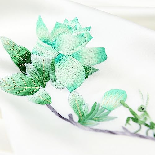 Hand embroidered 100% mulberry silk double-layer silk women's long scarf, headscarf, and neck shawl(69)4