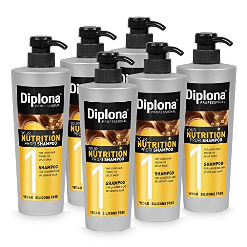 DIPLONA Champú para puntas abiertas - champu YOUR NUTRITION PROFI para mujeres - vegano sin siliconas ni parabenos - cuidado del cabello femenino 6x 600 ml Cover