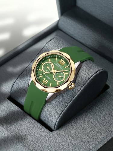 Image of French Connection Octyra | Multi-Function | Green Dial | Green Silicone Strap | Watch for Women - FCD6N