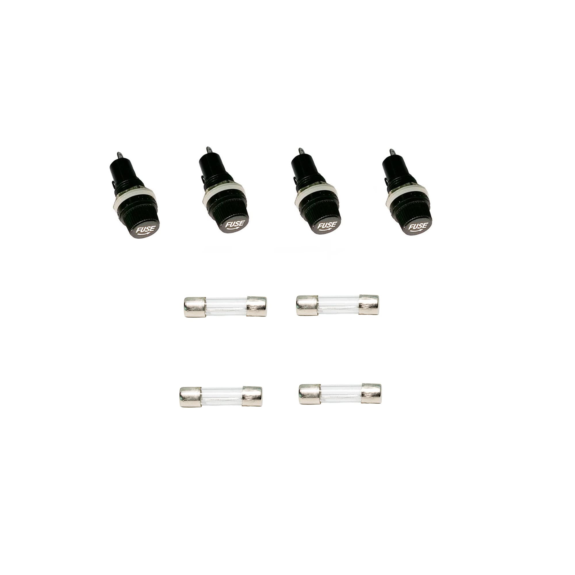 Ovicart 5x20 mm Size Glass Fuse Holder With 250V Fast 5A Glass Fuse (Pair of 4)