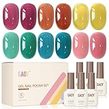 GAOY Jelly Gel Nail Polish of 6 Sheer Pink Red Blue Yellow Colors Summer Gel Polish Kit for Salon Manicure and Nail Art DIY at Home