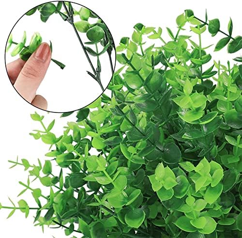  NANQWIN12 Bundles Outdoor Artificial Boxwood UV Resistant Fake Stems Plants, Faux Plastic Greenery for Indoor Outside Hanging Plants Garden Porch Window Box Home Wedding Farmhouse Decor(Green)