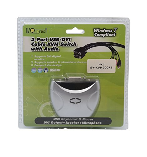 2 Port KVM Switch 1920 X 1200 - DVI W/ Audio and USB 2.0 Hub – Display/ Screen KVM Switch - DVI 3.9 ft Cables - Thumbnail 7
