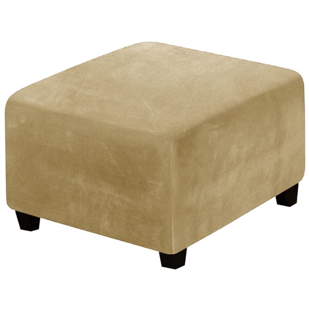 Stretch Ottoman Covers Round/Square Footstool Cover, Velvet Modern Removable Washable Large Stretch Pouffe Cover Anti-Slip Dustproof Foot Stool Slipcovers With Elastic Bottom Swivel chair cover(A22,33