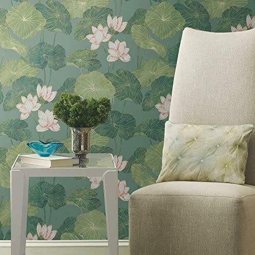 Roommates Rmk11436Wp Blue Green Lily Pad Peel And Stick Wallpaper #TOP6