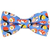 OCIA Cute Pattern Pre-tied Bow Tie Adjustable Bowties for Adult & Children Light Blue Orange Yellow (Sushi)